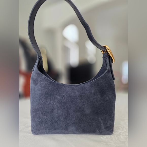 Madewell Suede Buckle Shoulder Bag In Indigo - Picture 1 of 5